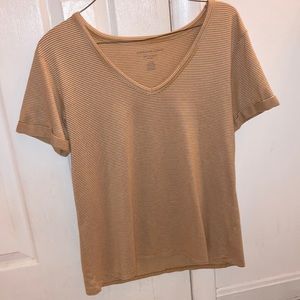 American eagle yellow striped cozy tee